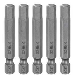 HARFINGTON 5pcs H6.0 Hex Head Drill Bit Wrench 6mm Metric Flat Tip 1/4" Hex Shank 50mm (2") Long Magnetic Hexagonal Screw Driver Socket Industrial Screwdriver Power Bits