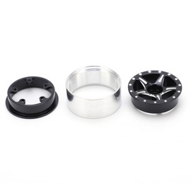 4pcs RC Aluminium Alloy Beadlock Wheel Rim Hub for Axial SCX24 90081 1/24 RC Car Upgrade PartsBlack