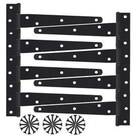 AYAYGD 8 Pack T Hinges 10 Inch, Heavy Duty T-Strap Shed Door Hinges, Black Outdoor Tee Hinge for Wooden Fences, Barn Door Gate Hinge for Shed Door Hardware