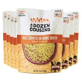 A Dozen Cousins Rice Cooked in Bone Broth | 7g Protein | Contains Collagen (Spanish Yellow Rice, 8 Pack)