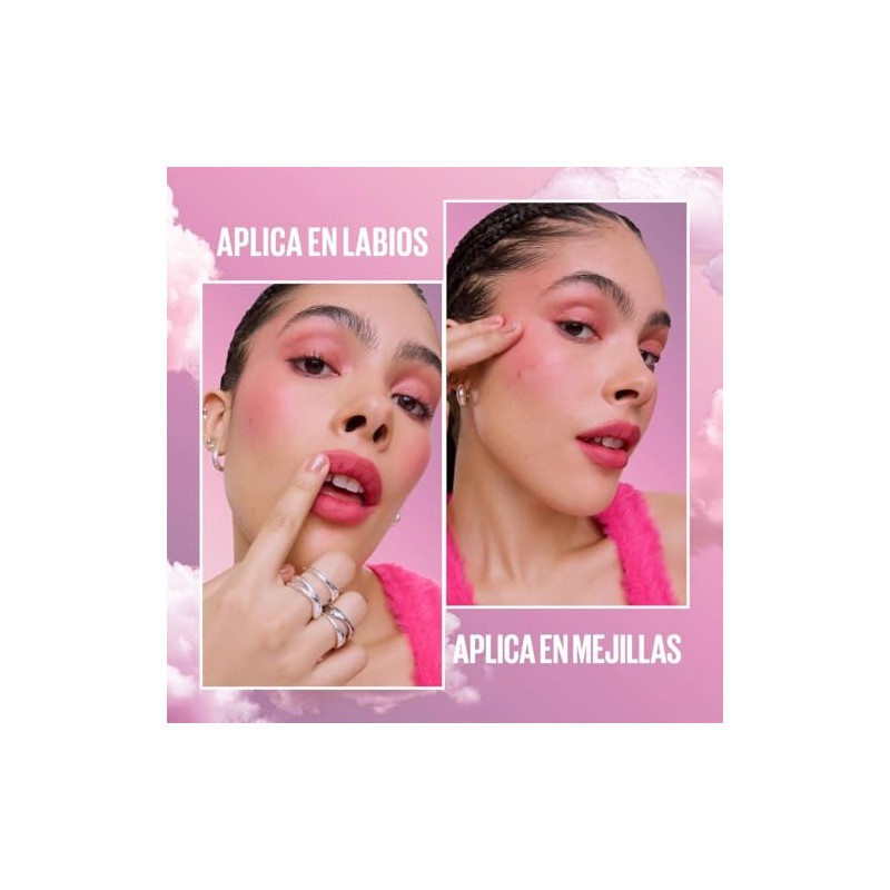 Maybelline Cloudtopia Blush para mejillas y labios,14H, tono carmesí divino