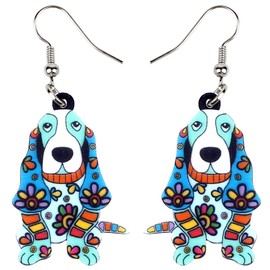 NEWEI - arete de perro con diseño floral y diseño de perro con forma de perro Azul