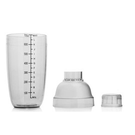 700ml Drink Shaker Large Cocktail Shaker and Strainer Milk Bottle Lids Plastic Tea Strainer Mixer with Clear Scale for Bar Gifts
