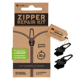 ZlideOn Zipper Pull Replacement - Black, Waterproof Multipack (2 Pieces) - Instant Zipper Replacement Slider for Waterproof Zippers