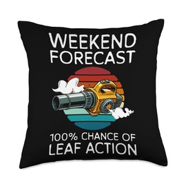 Weekend Forecast Autumn Leaf Blower Throw Pillow