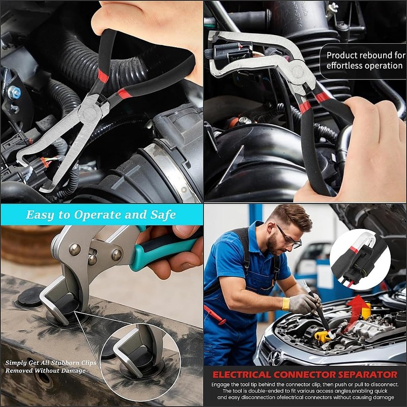 Car Clip Pliers/Disassembly Tools,Efficient Multi-Functional Automotive Snap Ring Pliers,Electrical Disconnect