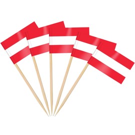 AhfuLife Pack of 100 Austria Toothpick Flags, Austrian Decorative Flag, Small Mini Toothpicks for 2024 Euro Eurovision Song Contest Olympic Cupcake Toppers, Toothpick, Cocktail, Party, Pub Decoration