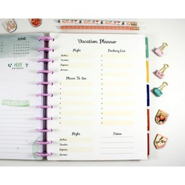 Planner Travel Planner Inserts for 11-Disc Big Happy Planner, Big Happy Planner Vacation Planner, Pre-punched Happy Planner Inserts, Pre-punched Trip Planner