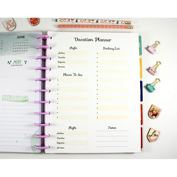 Planner Travel Planner Inserts for 11-Disc Big Happy Planner, Big