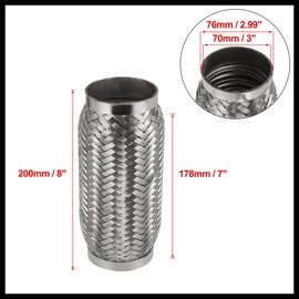 Hihaha 3"x7"x8" Vehicle Exhaust Flexible Pipe Tubing Stainless Steel Durable Material