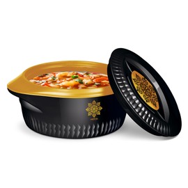 MILTON Royal 2500 Insulated Inner Stainless Steel Casserole, 2.05 Litres, Black Gold | BPA Free | Food Grade | Hot & Cold