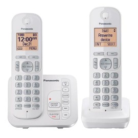 Panasonic 2 - Teléfono inalámbrico con sistema de respuesta digital e identificación de llamadas, ampliable hasta 6 teléfonos blancos, dos teléfonos con bloque de llamadas DECT 6.0 modelo KX-TG7122SK