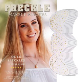 Casciybo Gold Glitter Face Tattoo, 8 Sheets Face Glitter Speckles Patches, Gold Sparkle Freckles,Waterproof Faux Freckles