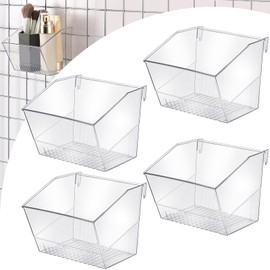 Cinnvoice 4 Pack Gridwall Baskets Hanging Gridwall Accessories Clear Acrylic Grid Wall Panels Bins for Organizing Storage Display Kitchen Home Office Garage Bathroom (Classic Style)