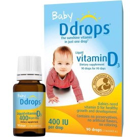 Baby Ddrops Liquid Vitamin D3 400 IU Dietary Supplement 90 Drops 2.5ml