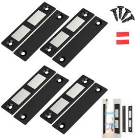 4 Pcs Magnetic Door Lock, Two Installation Methods Screws & Tapes Thin Invisible Cabinet, Wardrobe, Cupboard Catch, Cabinet Magnets for Furniture Closets
