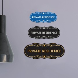 Designer Private Residence Sign (Red) - Large 1 Pack