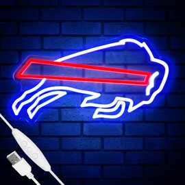 Football Team Neon Sign, Cool Dimmable Light Up Football Team Logo Hanging USB Powered for Wall Decor, Man Cave, Bedroom, Game Room Deco, Birthday Christmas Merch Gift for Boys Fans (Y-Bill)
