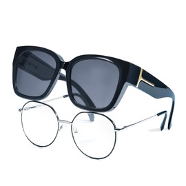 LVIOE Over Sunglasses for Women Polarised Fashion Over Lenses UV400 Protection Ideal for Daily Use, A04 Black/Grey