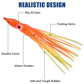 Octopus Fishing Squid Skirts Lures Artificial Soft Plastic Lures Trolling Saltwater Bait, Random Color 50pcs/lot (5in- 50pcs)