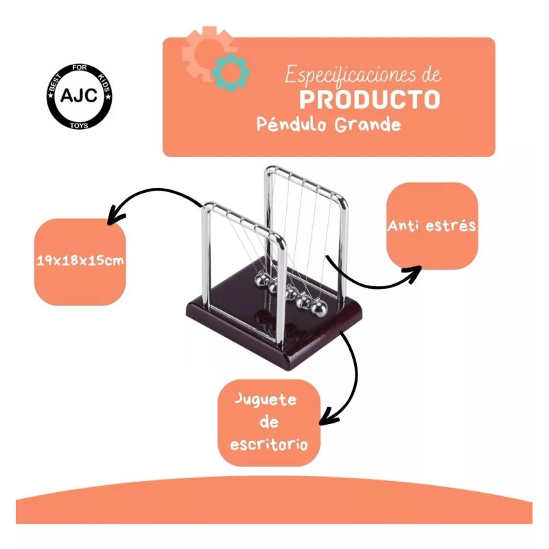 AJC Toys Pendulo De Newton Decorativo Kinetico Grande