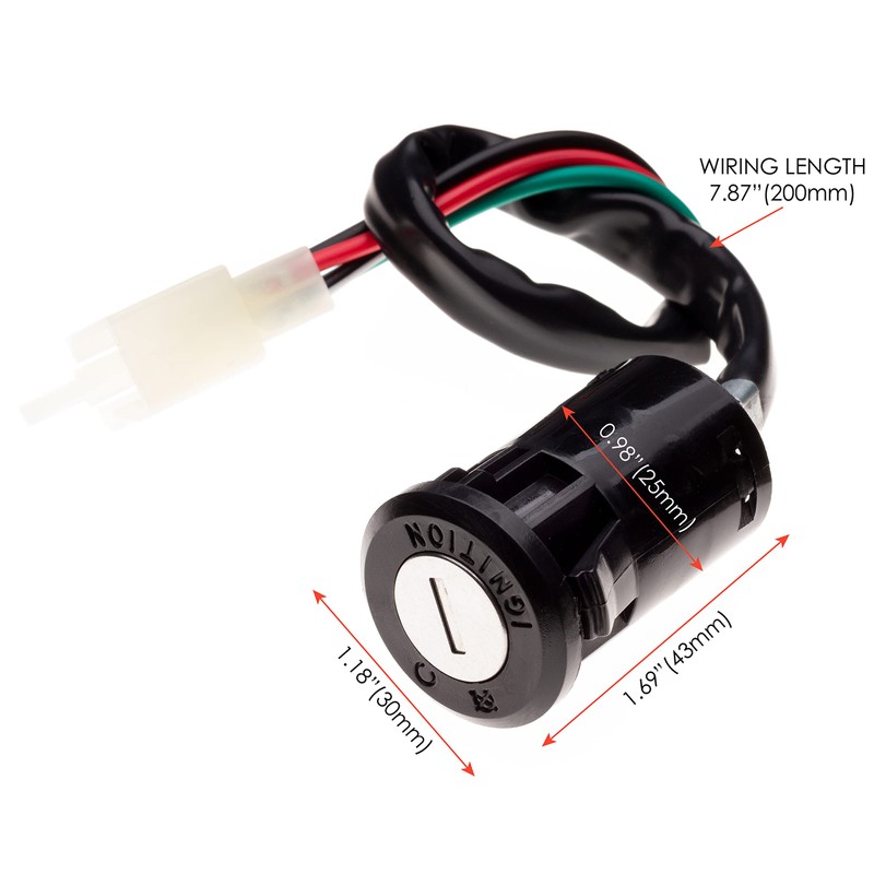 Motorcycle Motorbike Ignition Switch Key Starter with 4 Wires, 2