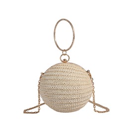HJMND Summer Clutch Purses For Women Evening Bag Vacation Handbags Beach Bags Straw Bag Wristlet Straw Beach Bag Handbags, Beige, Small