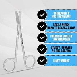 Suture Stitch Scissors with Crescent Delicate Hook Surgical Nursing Medical Scissors Perfect for Suture Removal, First Aid, EMS Training Premium Quality Instrument- Stainless Steel (9 CM)
