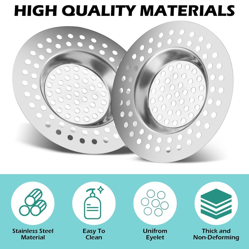 2 Drain Strainer Shower, Hair Strainer Shower Stainless Steel Strainer