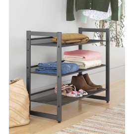 Whitmor Steel Mesh 3-Tier Shoe Rack Gunmetal