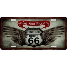 Smart Blonde Route 66 Sign with Wings Metal License Plate