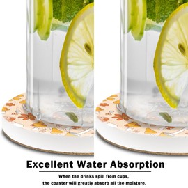 Car Cup Holder Coasters, 2 Pack Universal Auto Anti Slip Insert Coaster,Cerimac Car Coasters with A Finger Notch, Cute Car Assecories for Women Men, Cup Mat for Most Car Interior Mushroom and Flowers