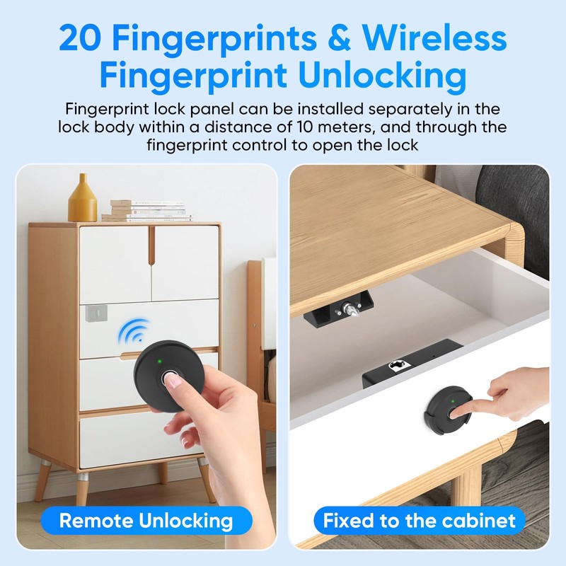 Fingerprint Remote Control Cabinet Lock, Fingerprint Remote Unlocking Within 10m,