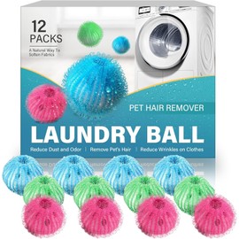 12 PCS Pet Hair Remover for Laundry, Reusable Washing Machine Fur Catcher for Dog and Cat Hair, Lint Lint Remover for Clothes, Bedding, and Towels, Gentle