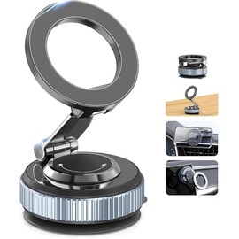 Gahenwo Soporte Magnético para Teléfono Celular de Coche al Vacío, Soporte para Celular Ajustable 360°para Magsafe con Ventosa y Bloqueo Giratorio, Pl