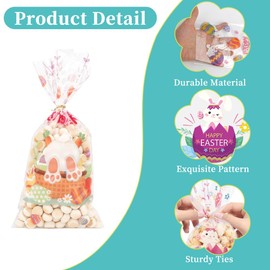 Easter Goodie Bags, 200 PCS Easter Cellophane Treat Bags, Easter Cookie Snack Candy Party Favor Ziplock Cookie Bags Holiday Candy Bags Easter Plastic Gift Bags for Gift Giving Easter Decorations