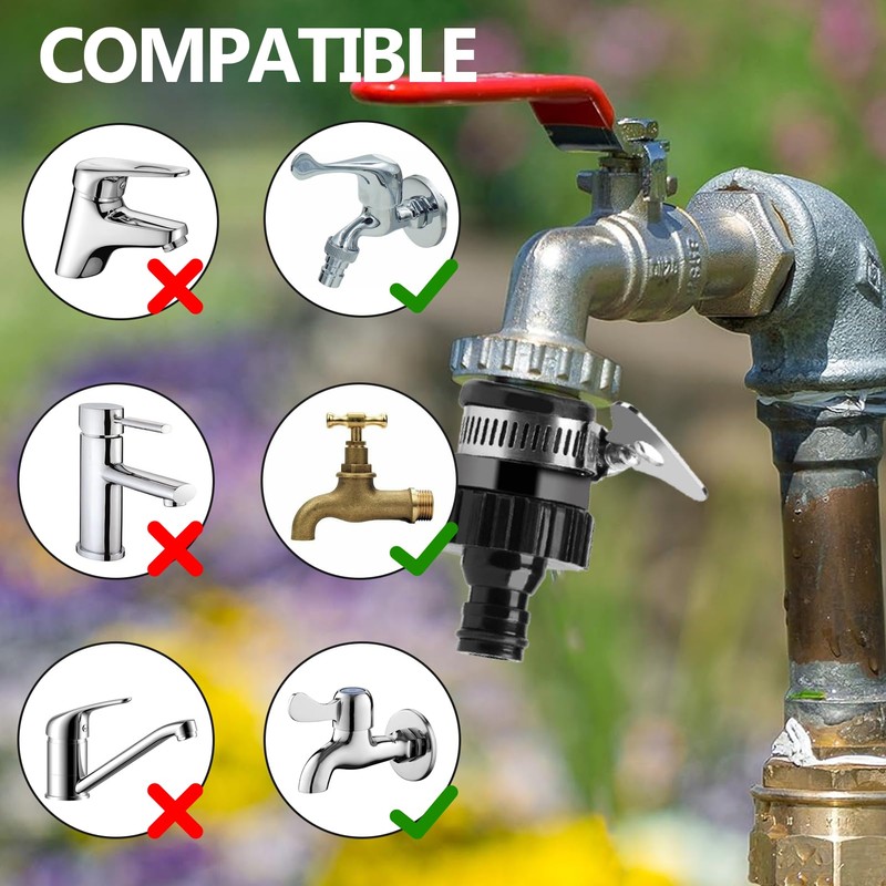 Huybaa Universal Tap Adapter, Garden Hose Coupling, Rubber Connector with