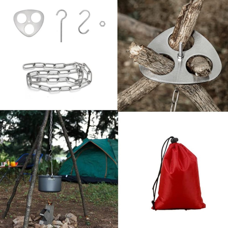 Portable Campfire Stand, Outdoor Cookware Stand, Campfire Cooking Accessories Set,