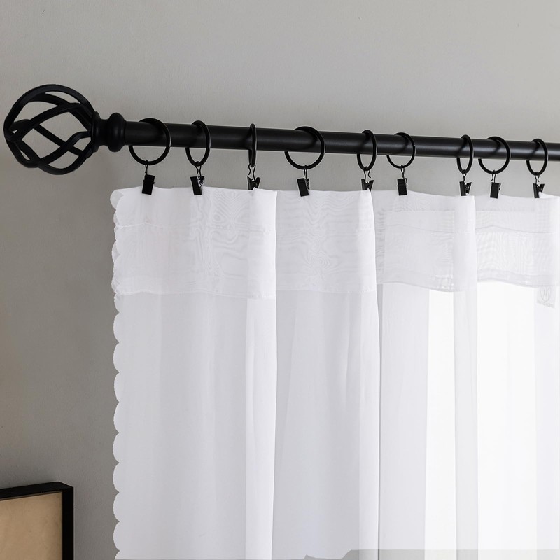 Window Curtains White Sheer Curtains 90 Inches Long 2 Panels