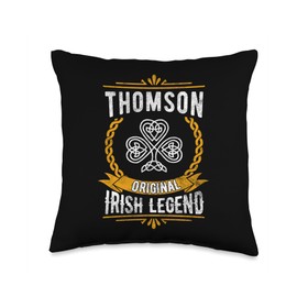 Thomson Irish Legend Vintage Shamrock Family Name Throw Pillow