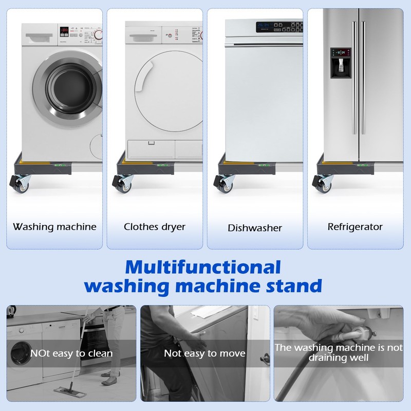 Nefish Heavy Duty Dolly for Washing Machine Adjustable Mini Fridge