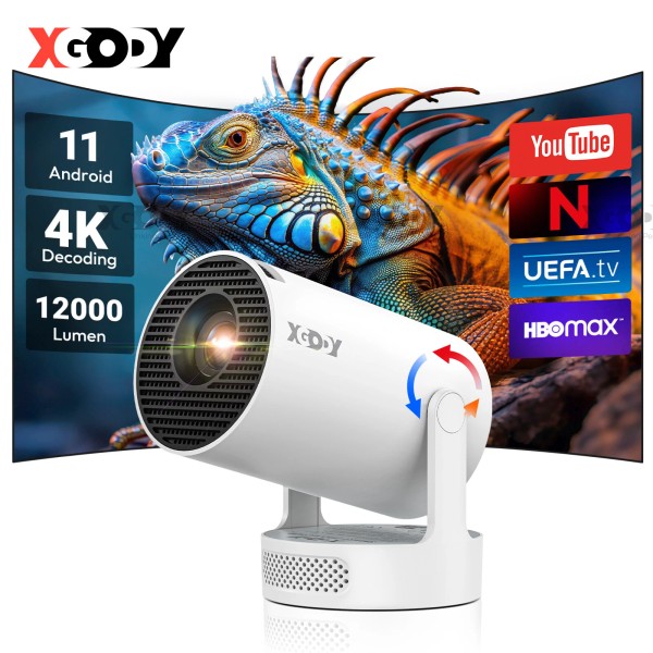 XGODY Mini 4K HD 12000 Lumen Projector Home Theater WiFi