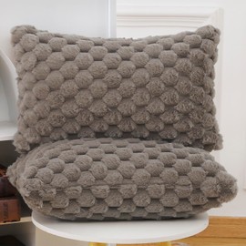 MADIZZ Faux Wool Taupe Throw Pillow Covers 12x20 Inch Set of 2 Super Soft Boho Pillow Covers Decorative Textured Throw Pillowcases for Sofa Bedroom