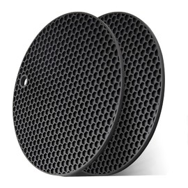 Wapodeai 2pcs Silicone mats for Kitchen Counter,Pot Holders,Silicone mat,Trivet,hot Pads,potholders for Kitchens,trivets for hot pots,Holders,Flexible Easy to Wash and Dry. (Black