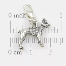 Silver Charm Miniature Pinscher Dog Charm 3-d Solid Sterling Silver