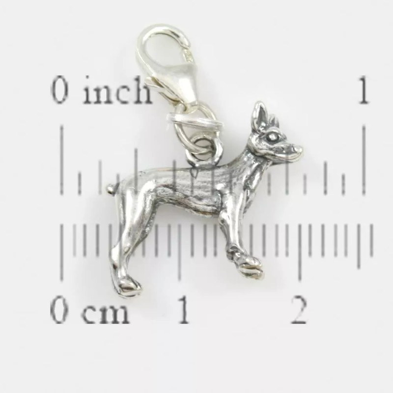 Silver Charm Miniature Pinscher Dog Charm 3-d Solid Sterling Silver