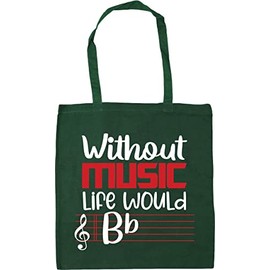 Hippowarehouse Life Without Music Would B Flat pun Tote Shopping Gym Beach Bag 42cm x38cm, 10 litres