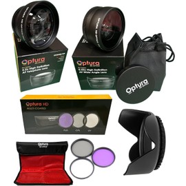 OPTURA HD Kit 52MM Wide Angle Lens (w/Macro Portion) + 2X Tele Zoom Lens +UV/FLD/CPL Kit + Lens Hood for for Nikon D7100 D7000 D5500 D5300 D5200 D5100 D3300 D3200 D3100 D3000 DSLR Cameras
