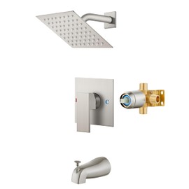 Airuida Shower Faucet Set with Tub Spout Bathtub Faucet Kit Shower Tub Faucet Set Complete Tub Shower Trim Kit with Solid Brass Rough-in Valve and Rainfall Square Showerhead,6 Inch-Oil Rubbed Bronze
