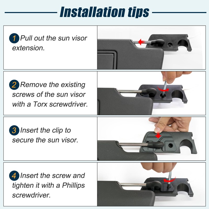 Sun Visor Repair Kit Compatible with Jeep WranglerJK 2018,JL 2018-2023,